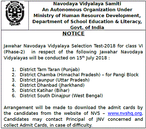 Navodaya Phase-2 Result 2019
